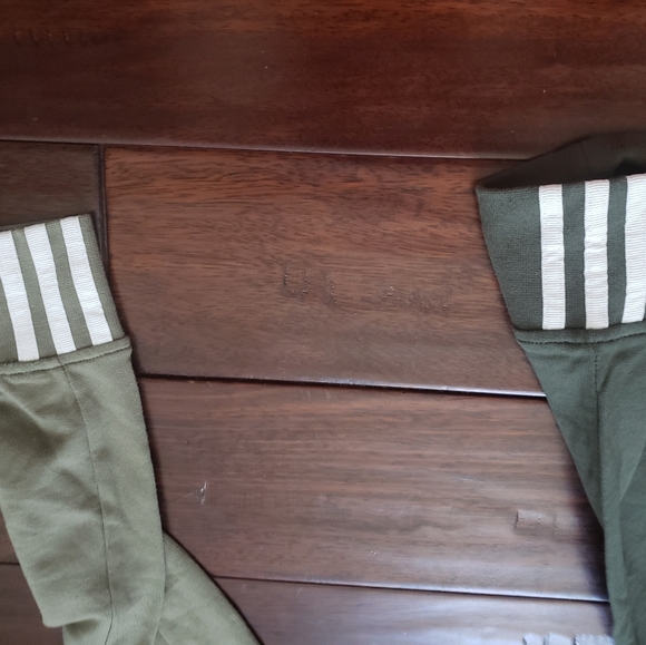 NWOT Olive Green Colorblock 3 stripes fitted Adidas Joggers - Picture 2 of 5